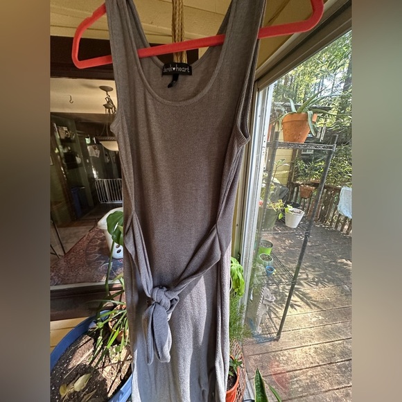 (Must bundle!) Derek Heart Gray Tie Front Pencil Dress (front slit) Medium - Picture 2 of 6